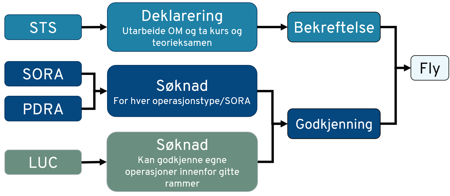 Oversiktsfigur over hvordan en kan f&aring; tillatelse i spesifikk kategori